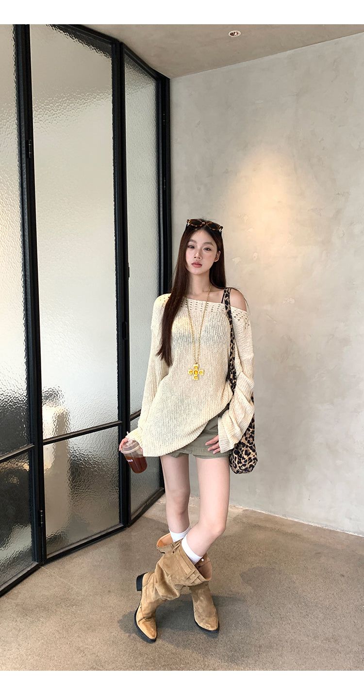 khaki cotton mini pants skirt