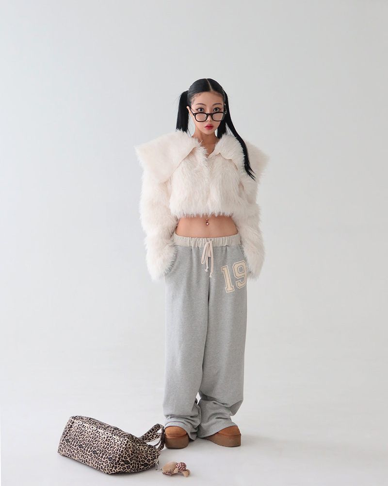 Renew Big Collar Cropped Fur Jacket