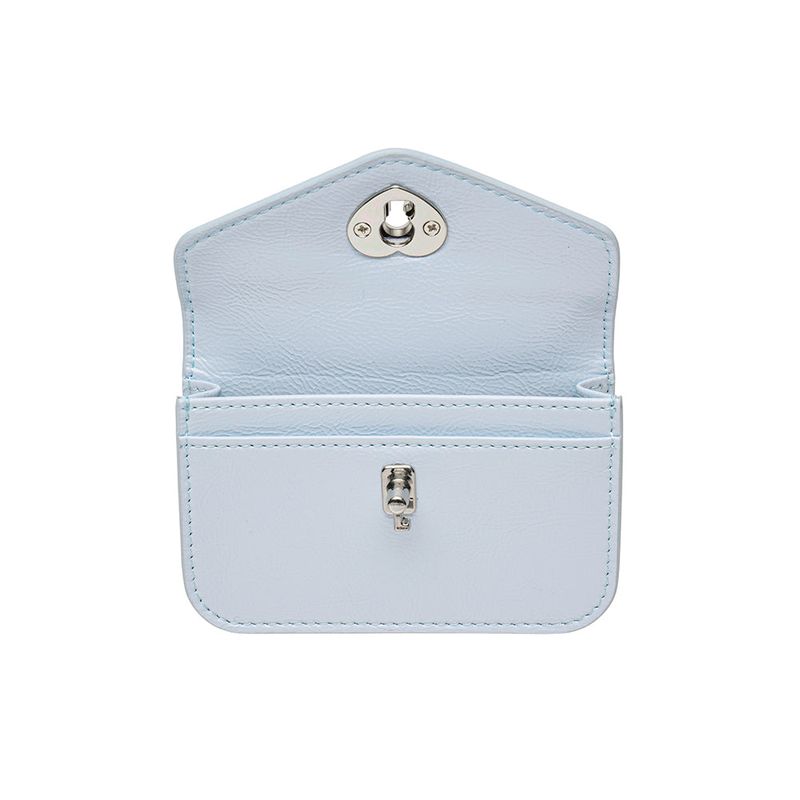 Heart Lock Compact Card Wallet Skyblue