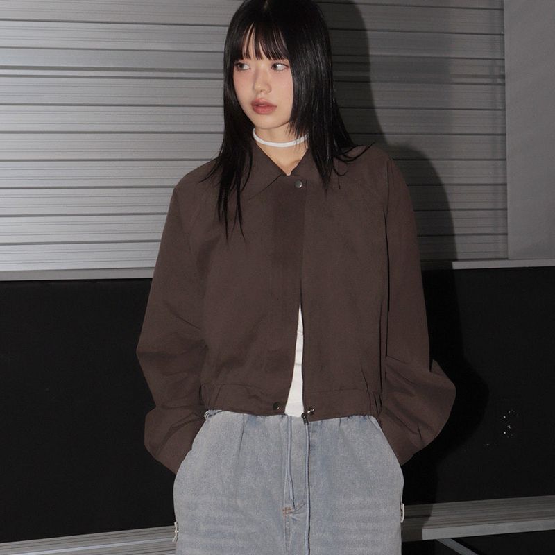Wicon Collar Cotton Cropped Short Jumper Jacket