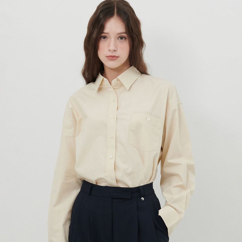 AWE BORN US（アボンアス）の「LOGO POPLIN SHIRT [IVORY]（Tops）」
