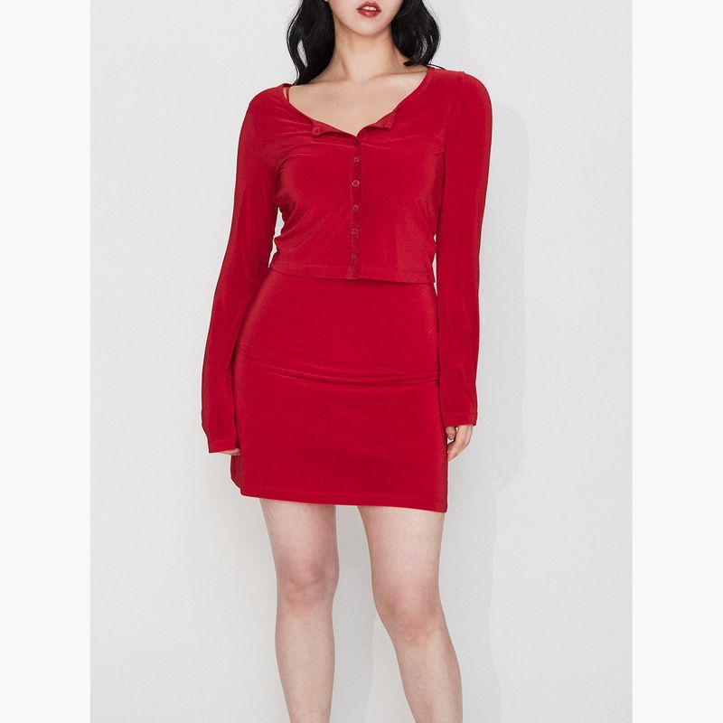 Phoebe Mini Dress Set in Cardinal Red