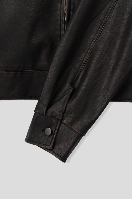 Mark Lettering Two Way Leather Jacket