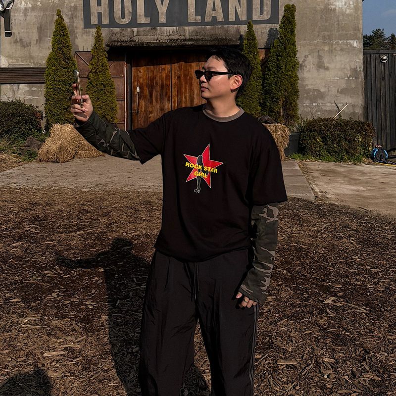 Camo Star Layered Long Sleeve T-Shirt (3color)