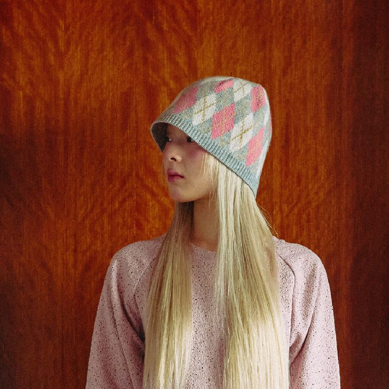 KOOKEESEE（クキシ）の「Argyle Knit Beanie (grey)（Hats）」