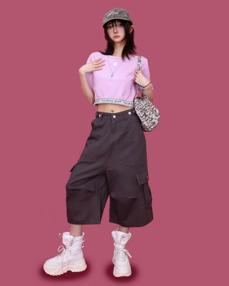 hamburger cargo bermuda pants