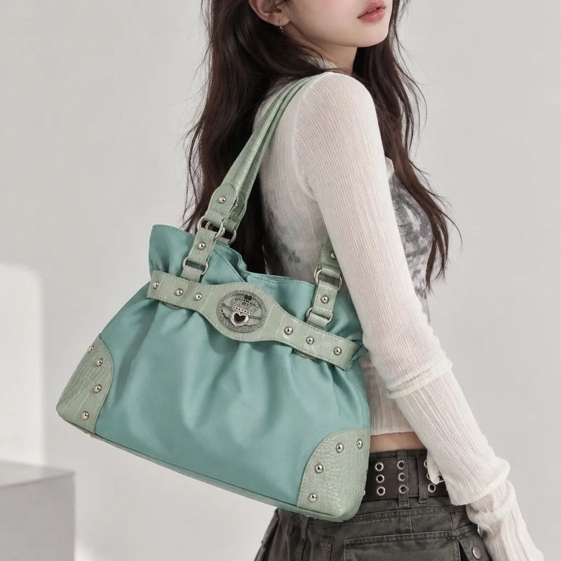 Vintage Studded Patchwork Tote Bag