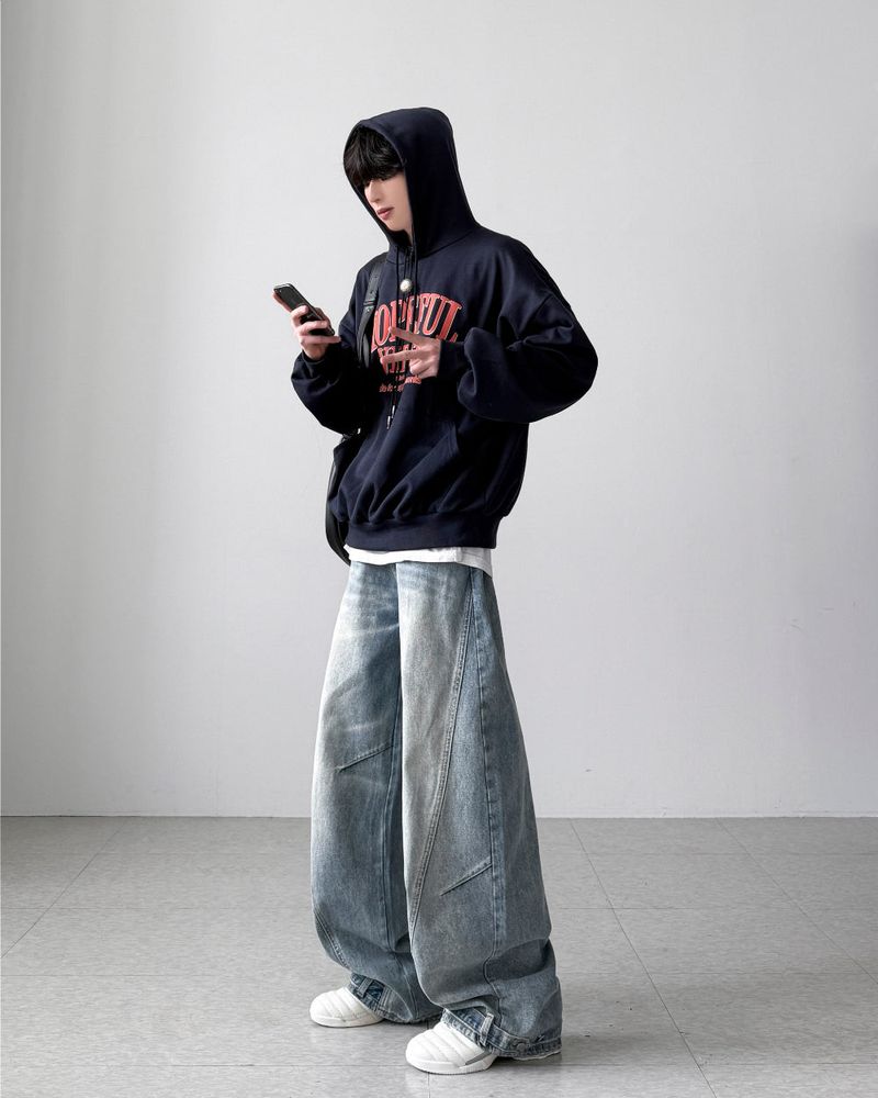 Puff Lettering Oversized Hoodie