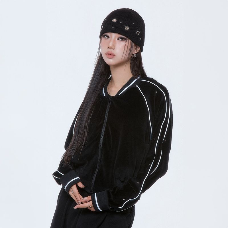 (DUC) Velour Stadium Jacket Black