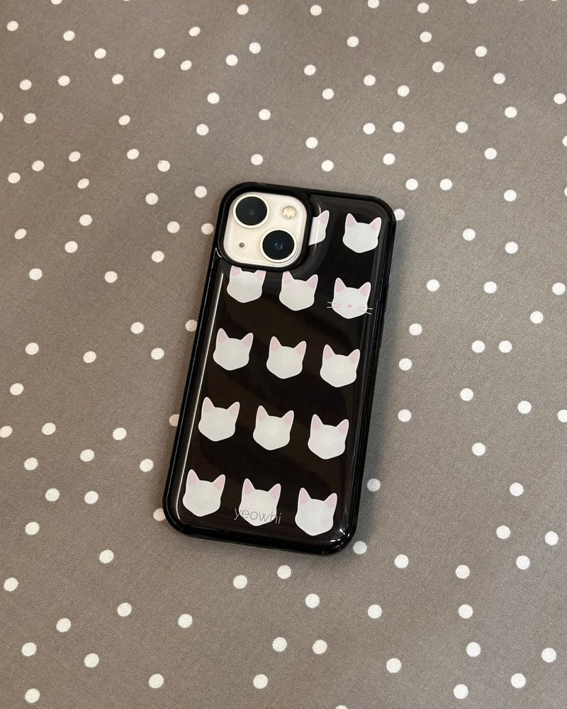 [MADE] yeowhi cat pattern epoxy bumper case_white&pink