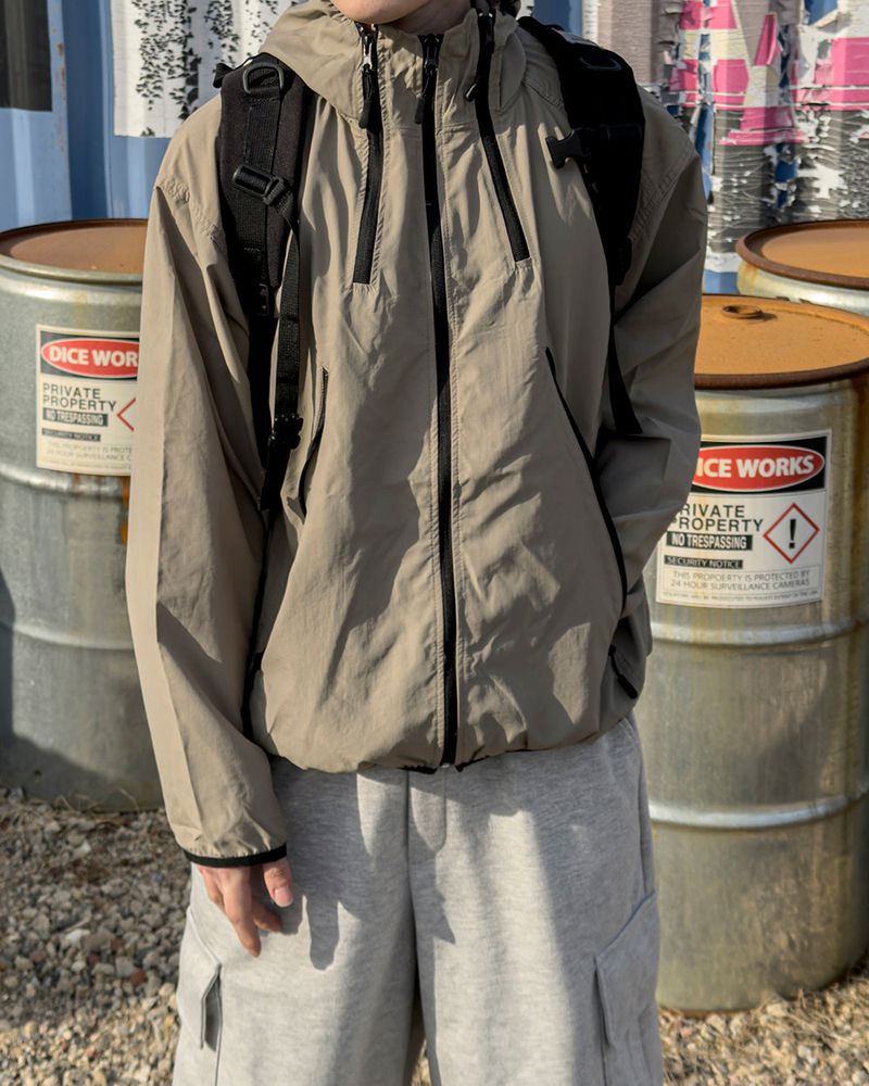 CALVET Zip-Up Hooded Windbreaker
