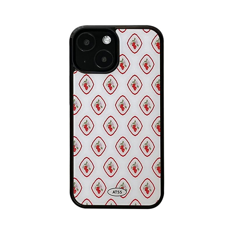 allthesamestudio(オールザセイムスタジオ)の「strawberry pattern glossy glass bumper case (white)(Smartphone Accessories)」