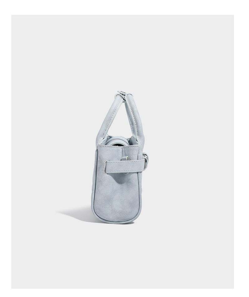 Square quilted mini tote bag with silver buckle crossbody bag