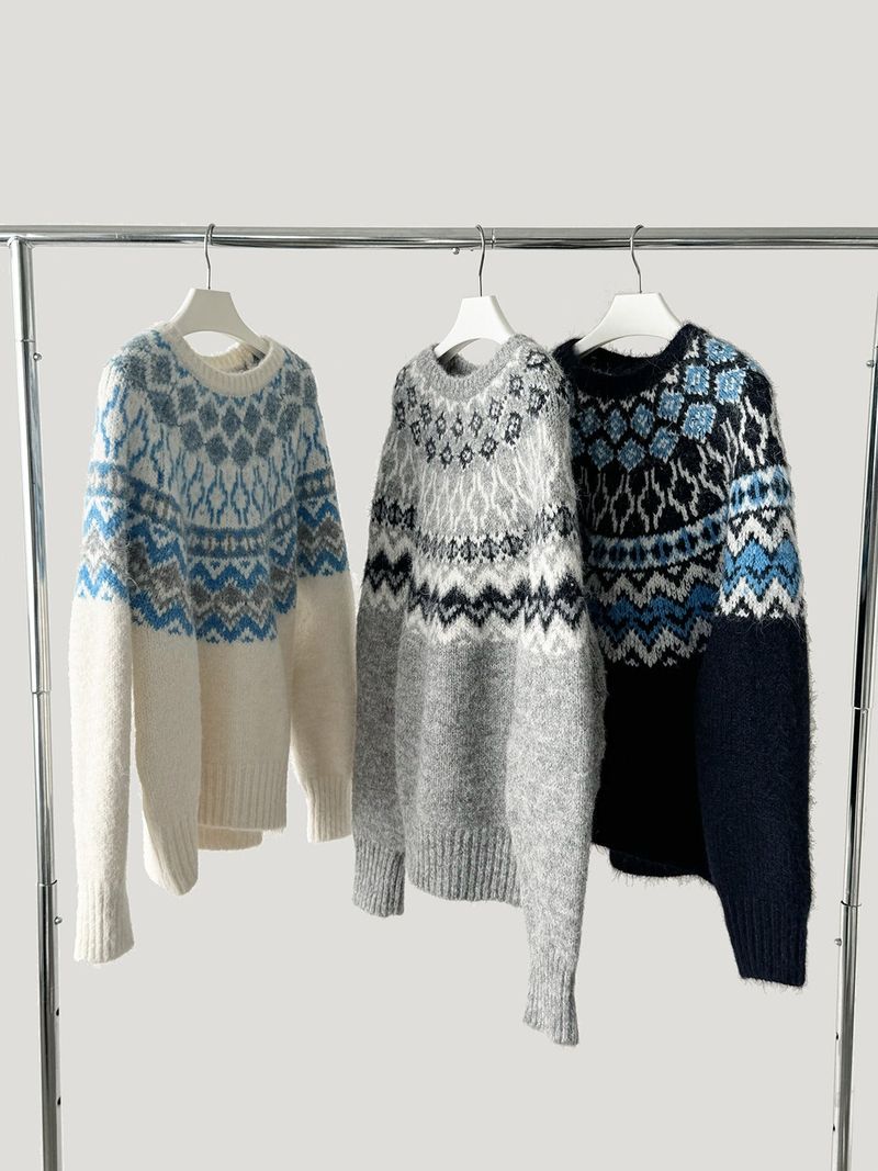 Irish Round Loose Fit Long Sleeve Knitwear
