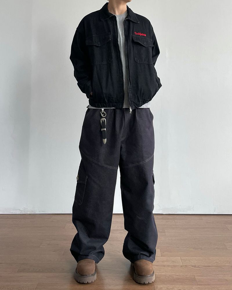 Button Non-fade Cargo Denim Pants