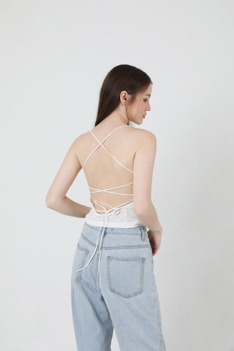 Back Slit Crop Sleeveless White