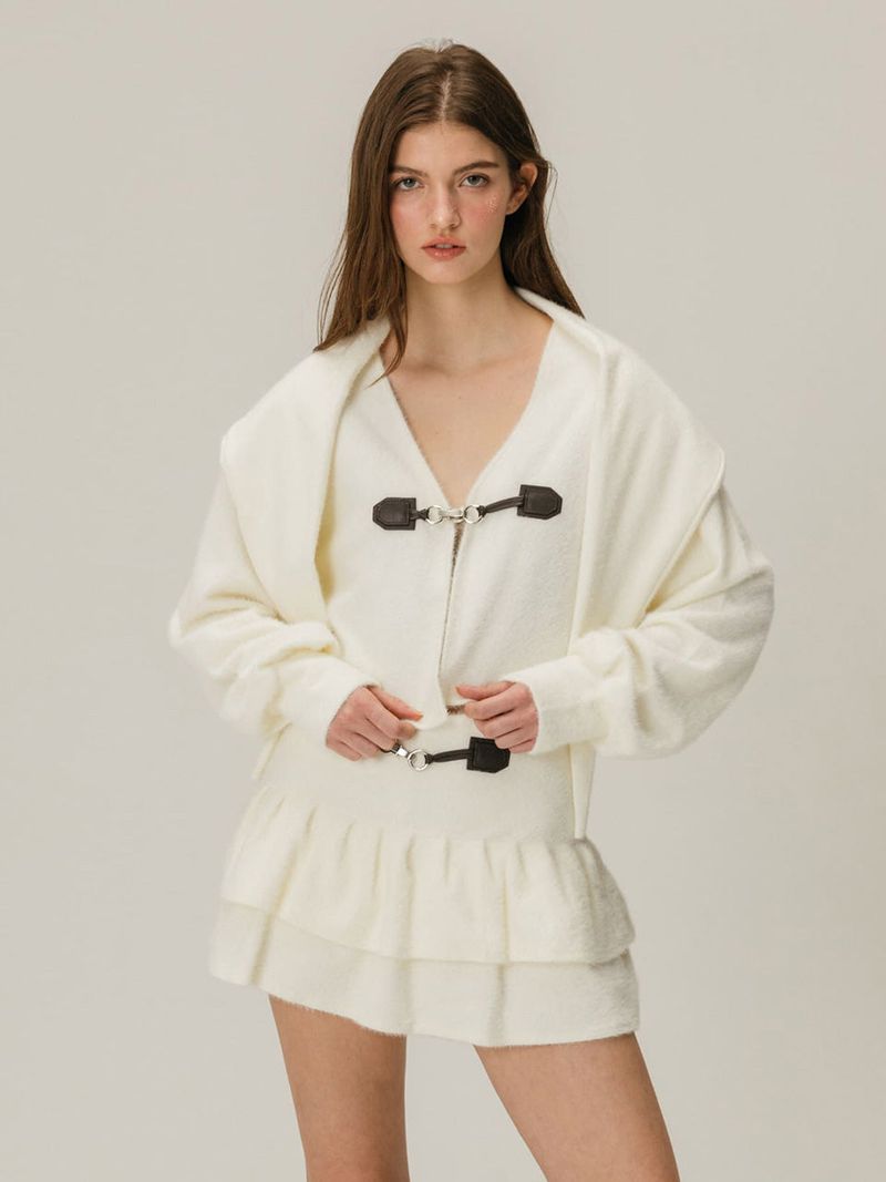 BUCKLE SNOWFLAKE CARDIGAN SET / IVORY