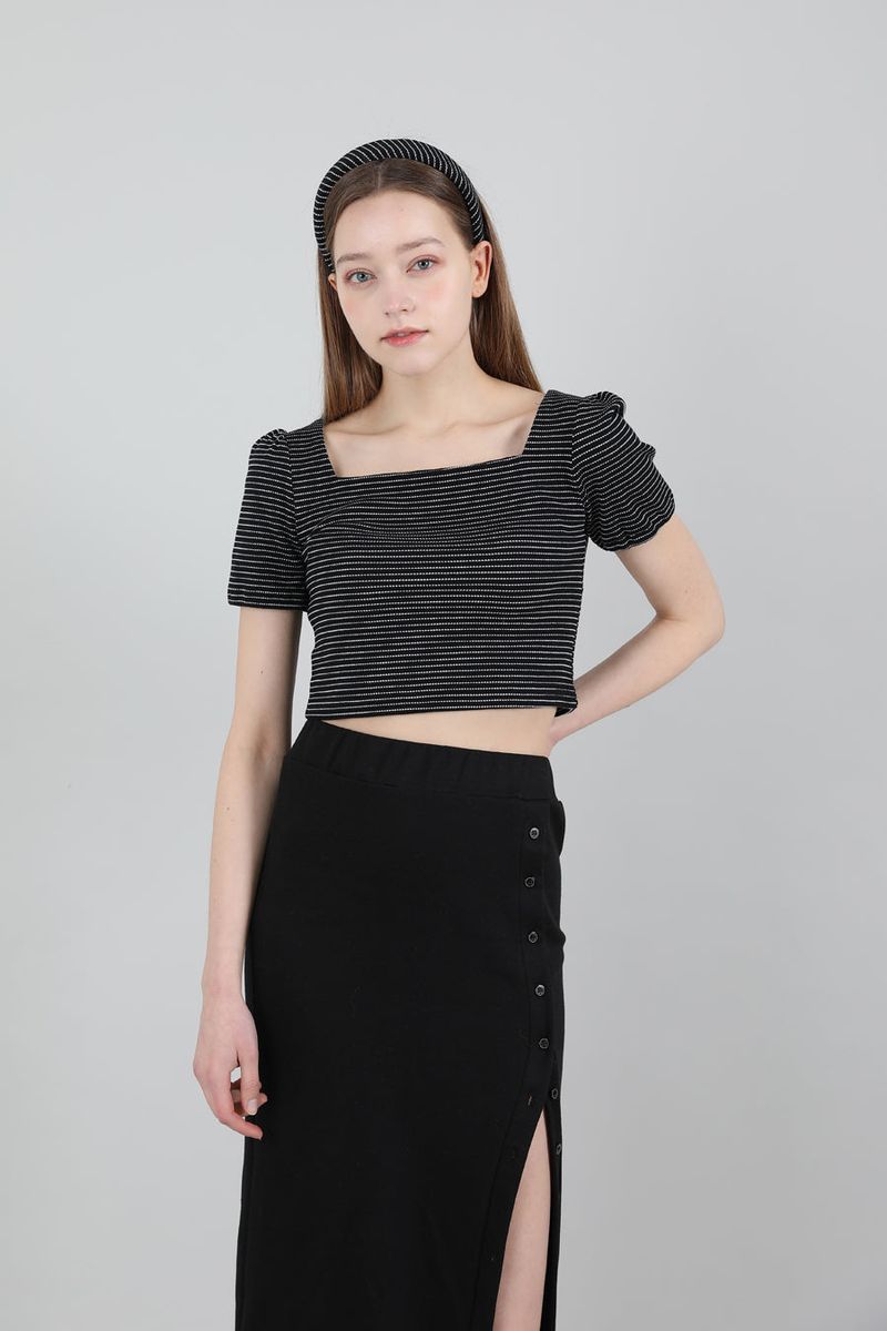 Stripe Puff T-shirt Black