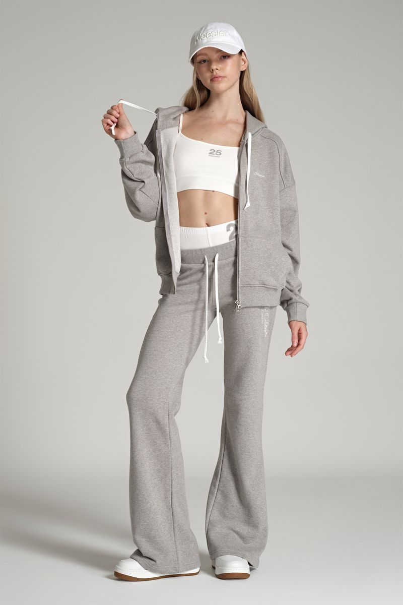 09 Numbering hooded zip-up, Gray