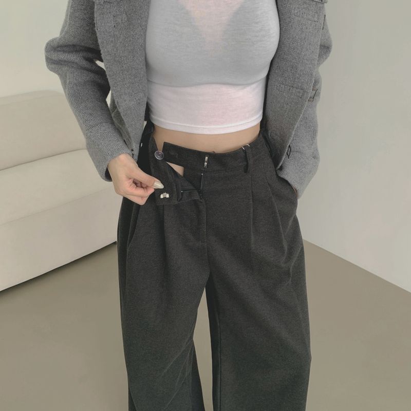 Long / woolen napping waist adjustable slacks