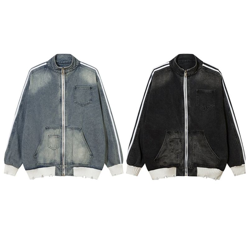 LMN Cube Damage Line Denim Zip-Up (2 colors)