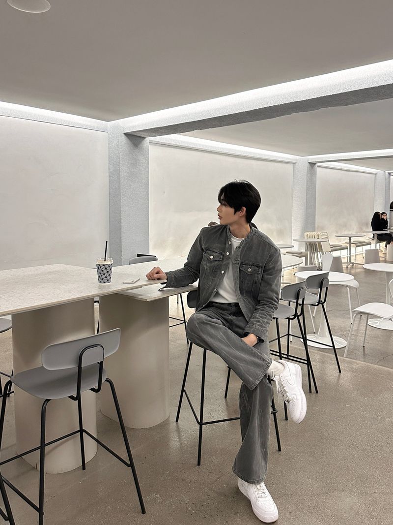 LMN Semi-Over China Setup Denim Jacket (Gray)