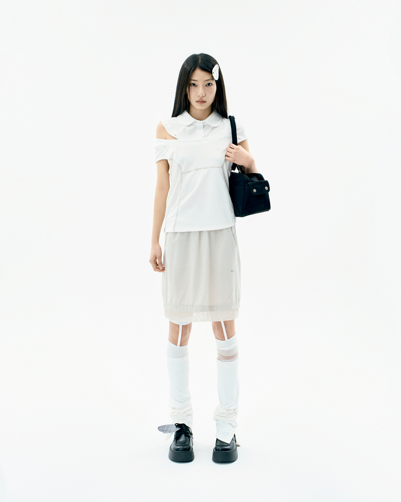 ojos（オホス）の「レイヤードメッシュナイロンミディスカート / Beige（スカート）」