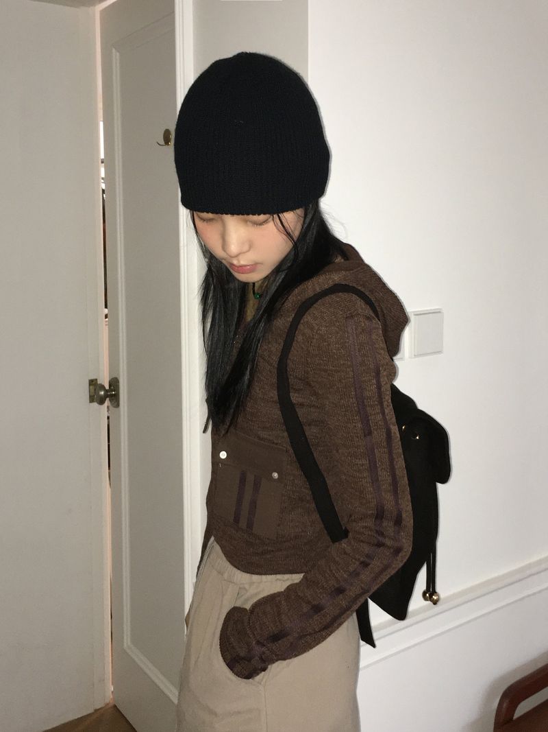 ヒーラン テーピング リブニット フード付き ジップアップ