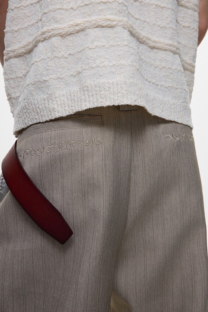 Embroidered Flare Dress Trousers