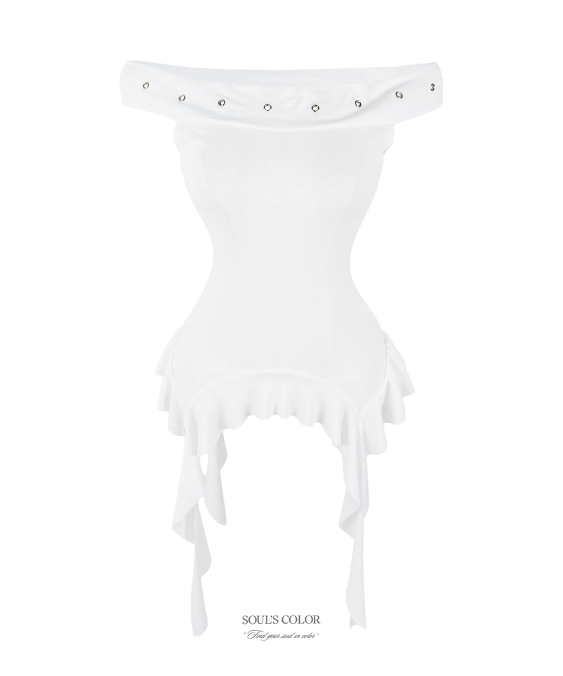 Eyelet Frill Off-Shoulder Top (3color)
