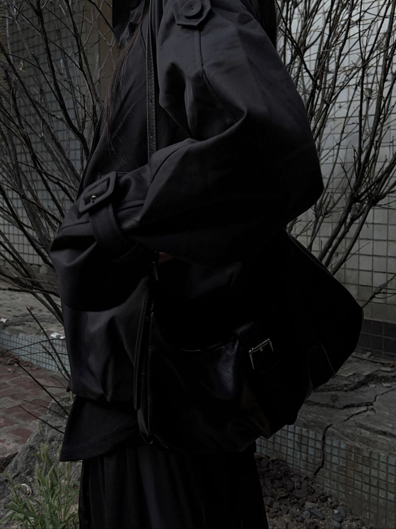 minimal leather buckle shoulder bag (2color)