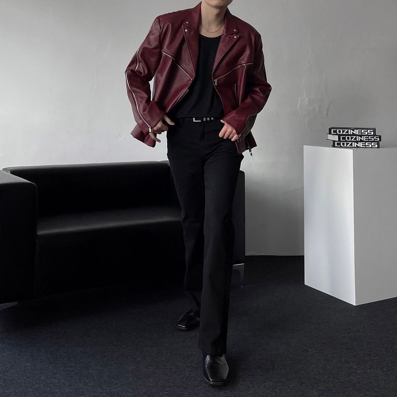 ENOC leather zipper double jacket (2 colors)