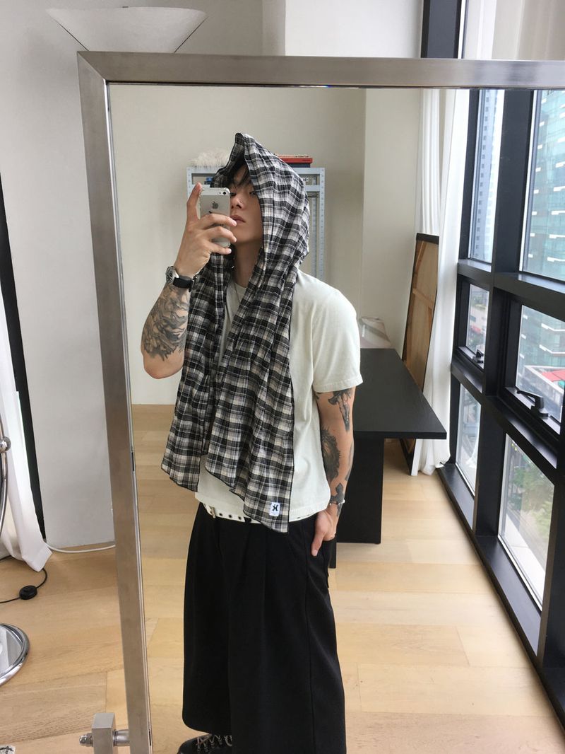 No.06 HIC made thin check scarf
