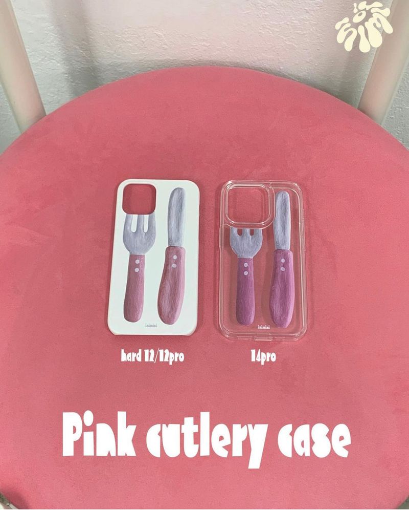 Pink cutlery case - jelly hard