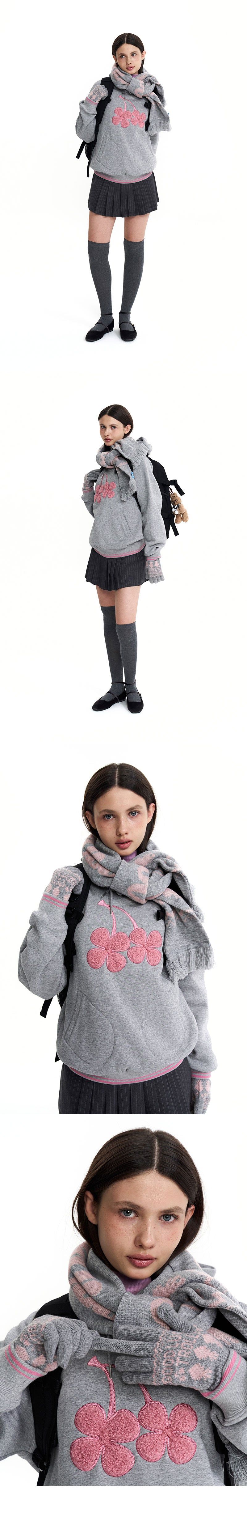 TROLLS JACQUARD KNIT MUFFLER - MELANGE GRAY