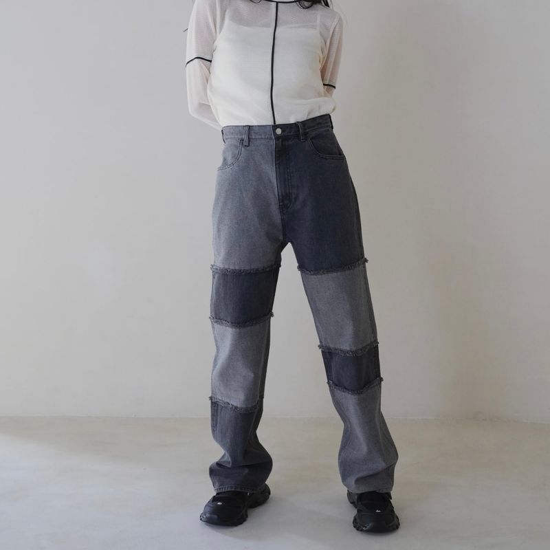 patchwork denim pants