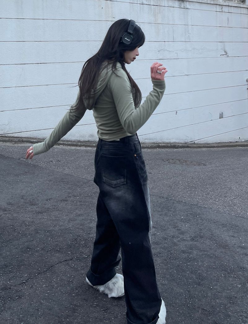 Button Slit Slim Hoodie
