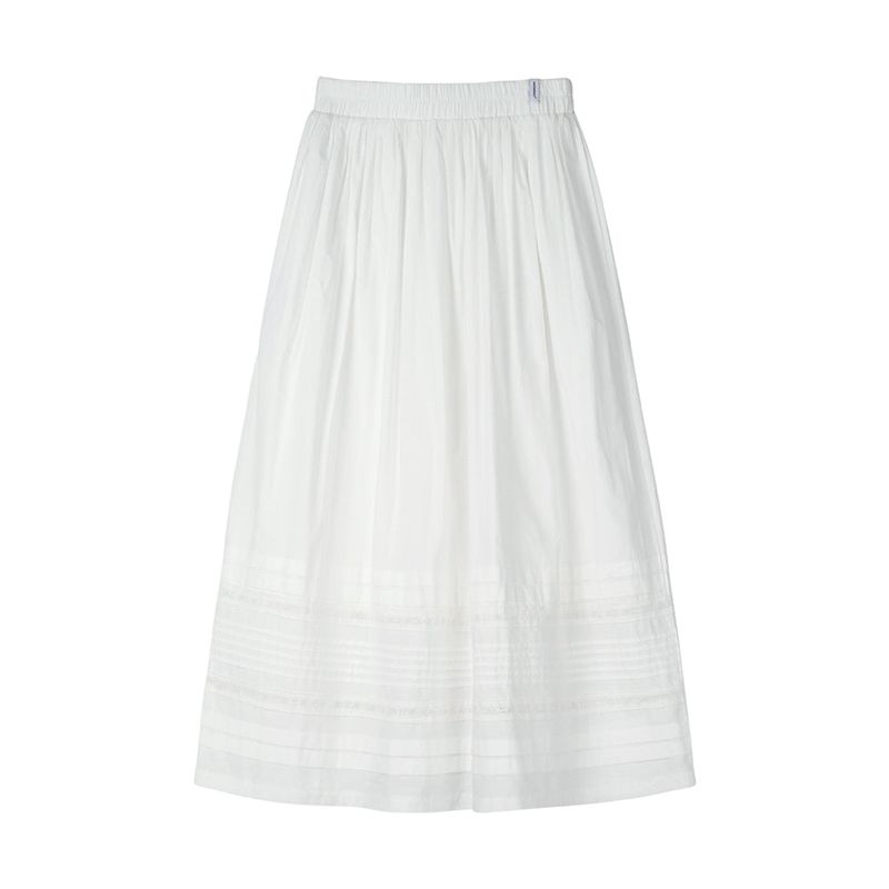 PINTUCK COTTON LONG SKIRT (WHITE)