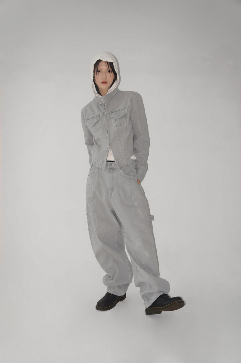 ANGLED GRAY WASHING UNBAL JK (light gray!)