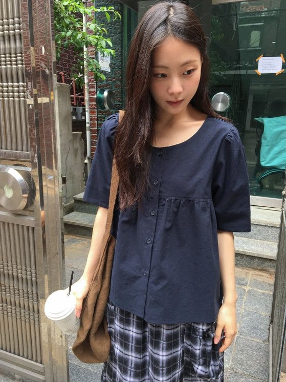 BAON（バオン）の「26SS★ [BAONHAUS] パヒンリネンフリル半袖ブラウス（トップス）」