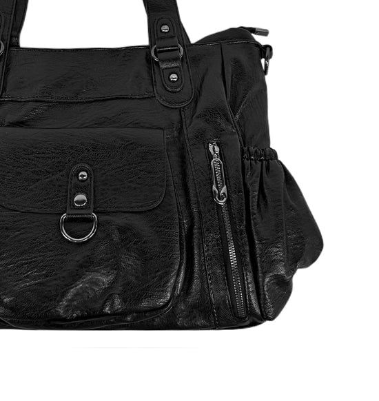 Pin Zipper Ring Pocket Shoulder Bag