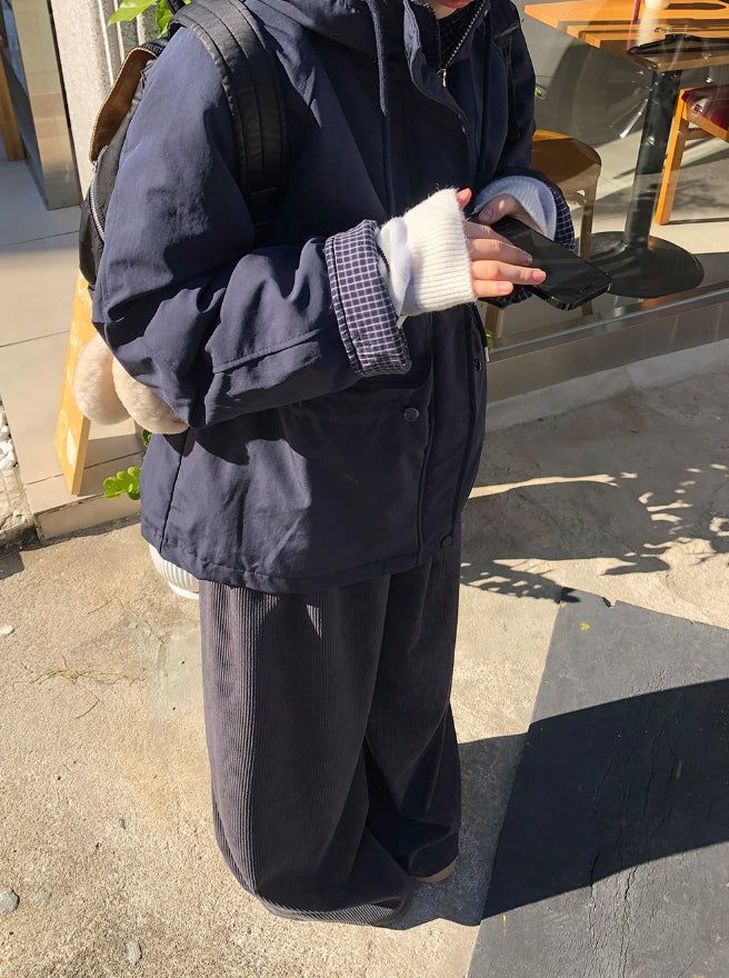 Pump Check Color Matching Hood Bomber Padding Jumper