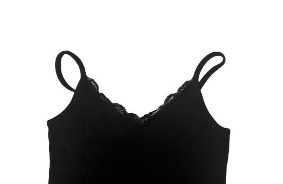 Chican Lace Frill Ribbed Slim Sleeveless