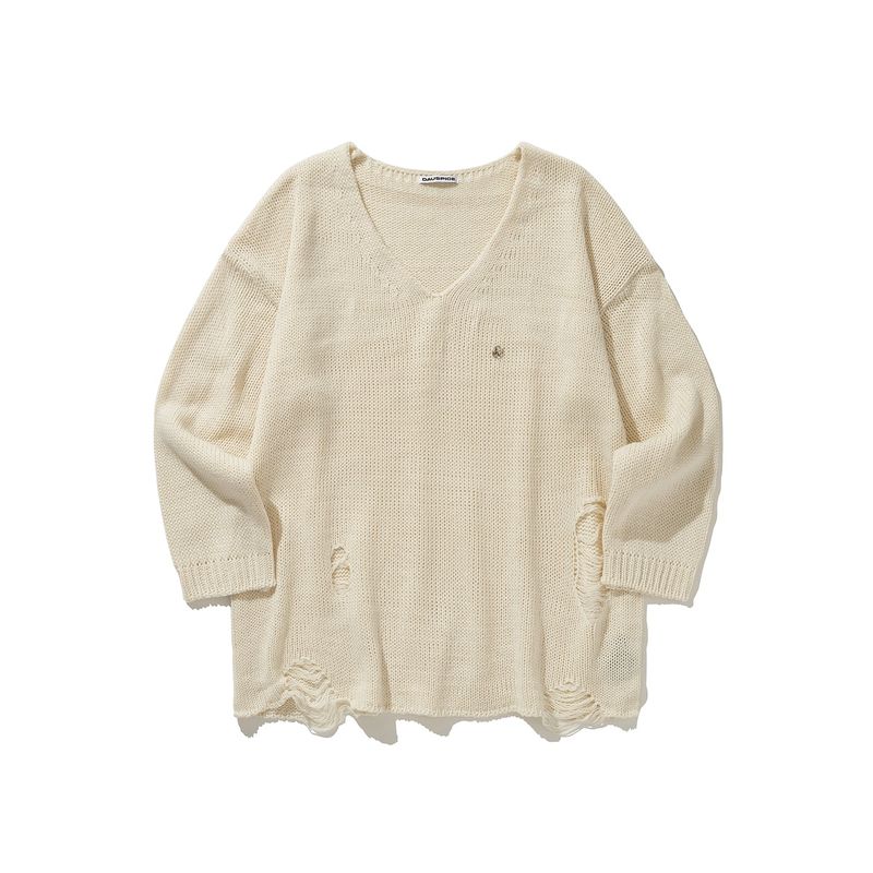 (DUC) Damaged Loose-Fit Knit Ivory