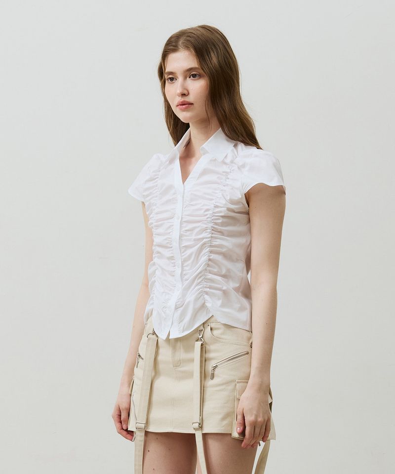 SYLPH SHIRRING SHIRT / WHITE