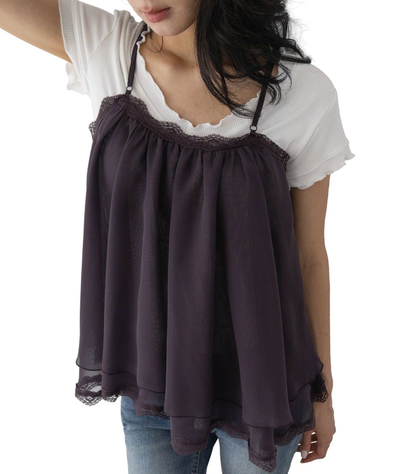 Pony Adjustable Strap Chiffon Top