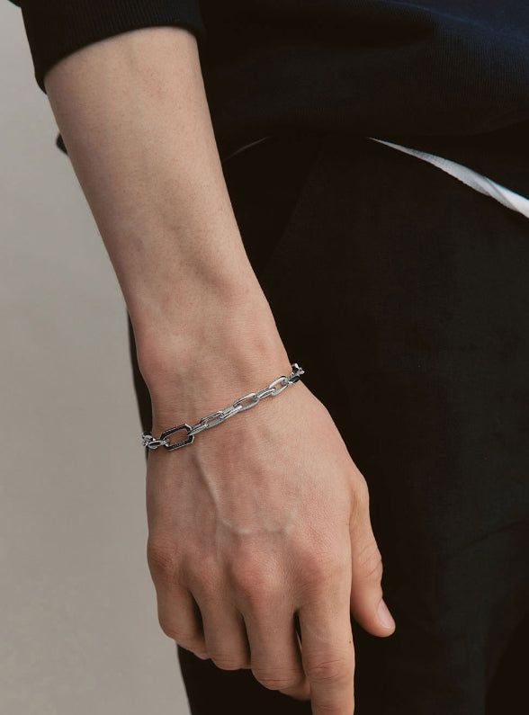 26SS★ [Premium Plating] Name AB(W) Bold Chain Bracelet