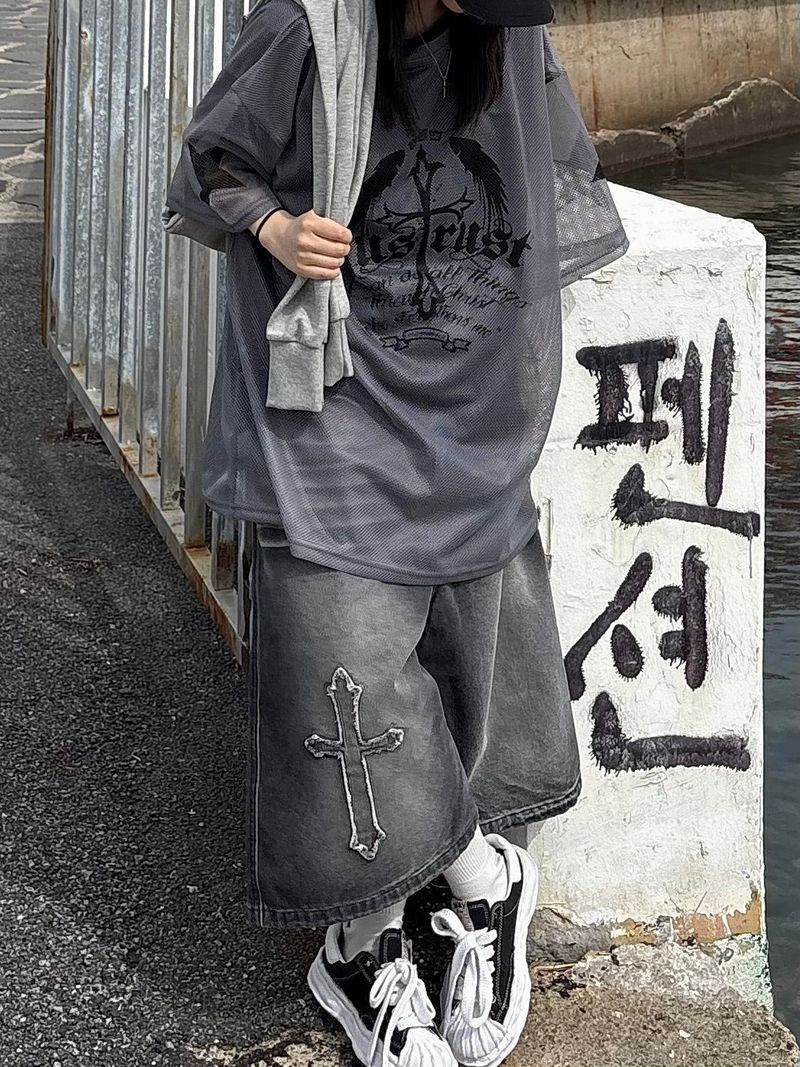 wing cross mesh t-shirt