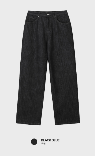 Semi Wide Stitch Raw Fabric Denim Pants
