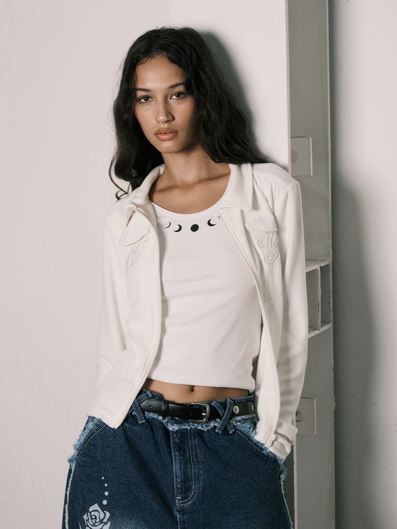 NY PATCH ZIP UP (IVORY)